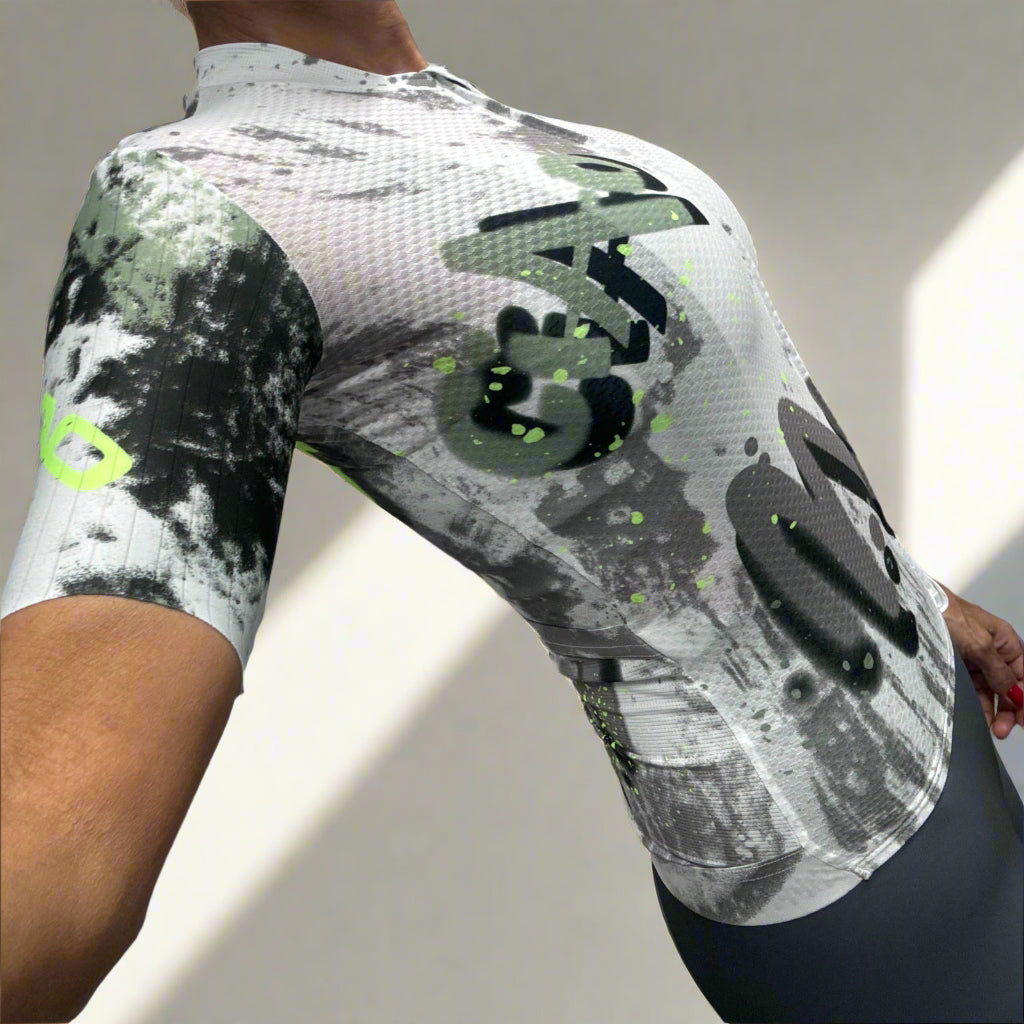 MODA BICI ELITE UNISEX JERSEY GRAFFITI GREY/GREEN FLUO