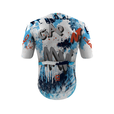MODA BICI ELITE UNISEX JERSEY GRAFFITI BLUE/ORANGE FLUO