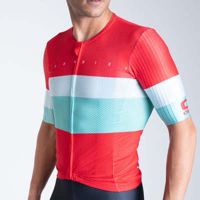 Moda Bici Unisex Jersey Red & Turquoise 3.8 oz